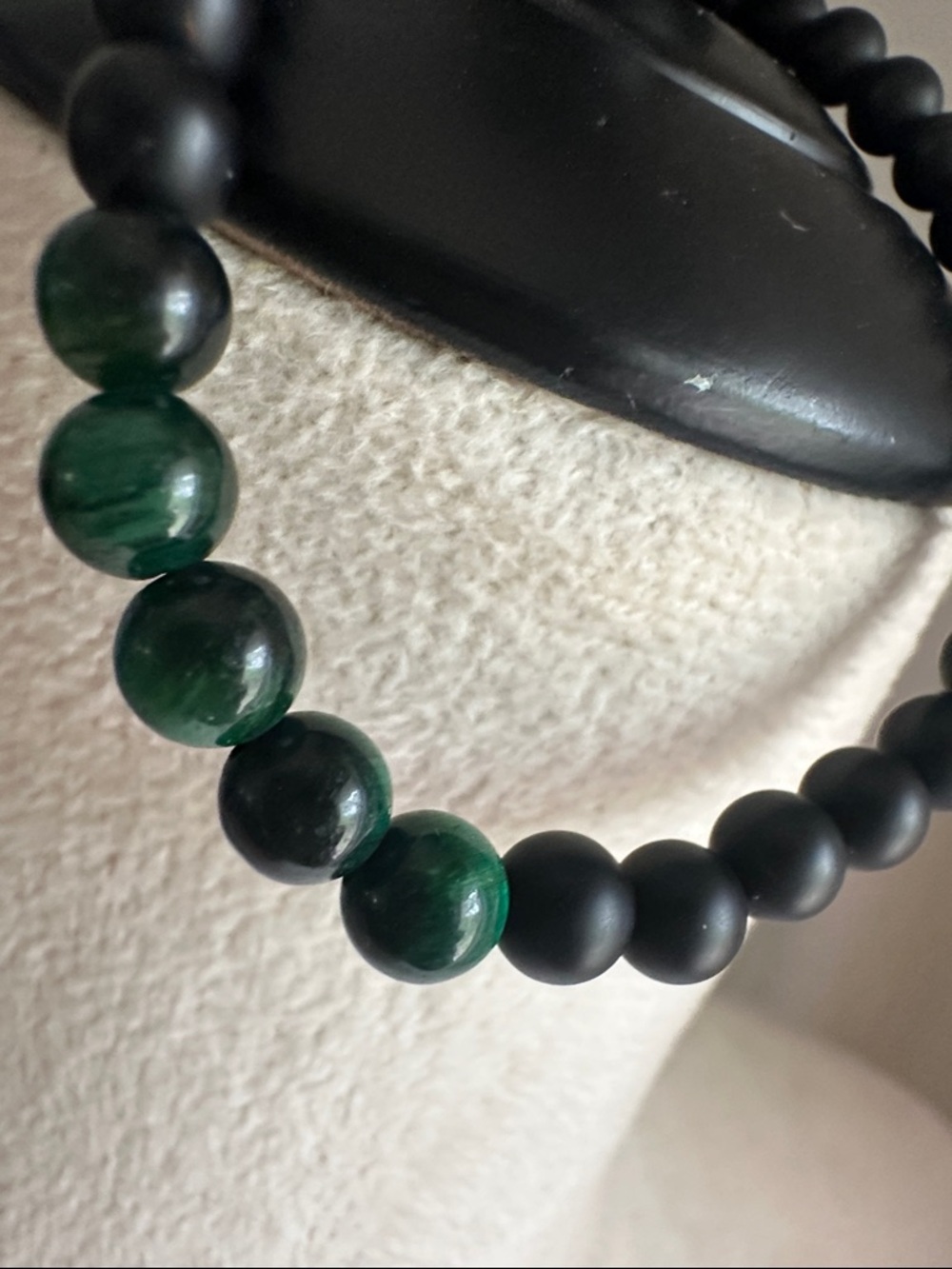 TJ MAXX New Malachite Stone & Matte Black Bead Stretch Bracelet - Women Jewelry
